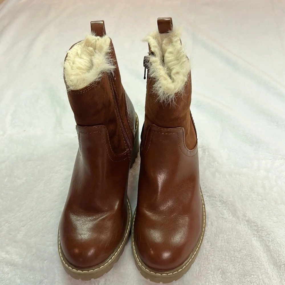 Universal Thread Womens Marla Block Heel Cognac Brown Zippered Boots Size 6 - Picture 3 of 16